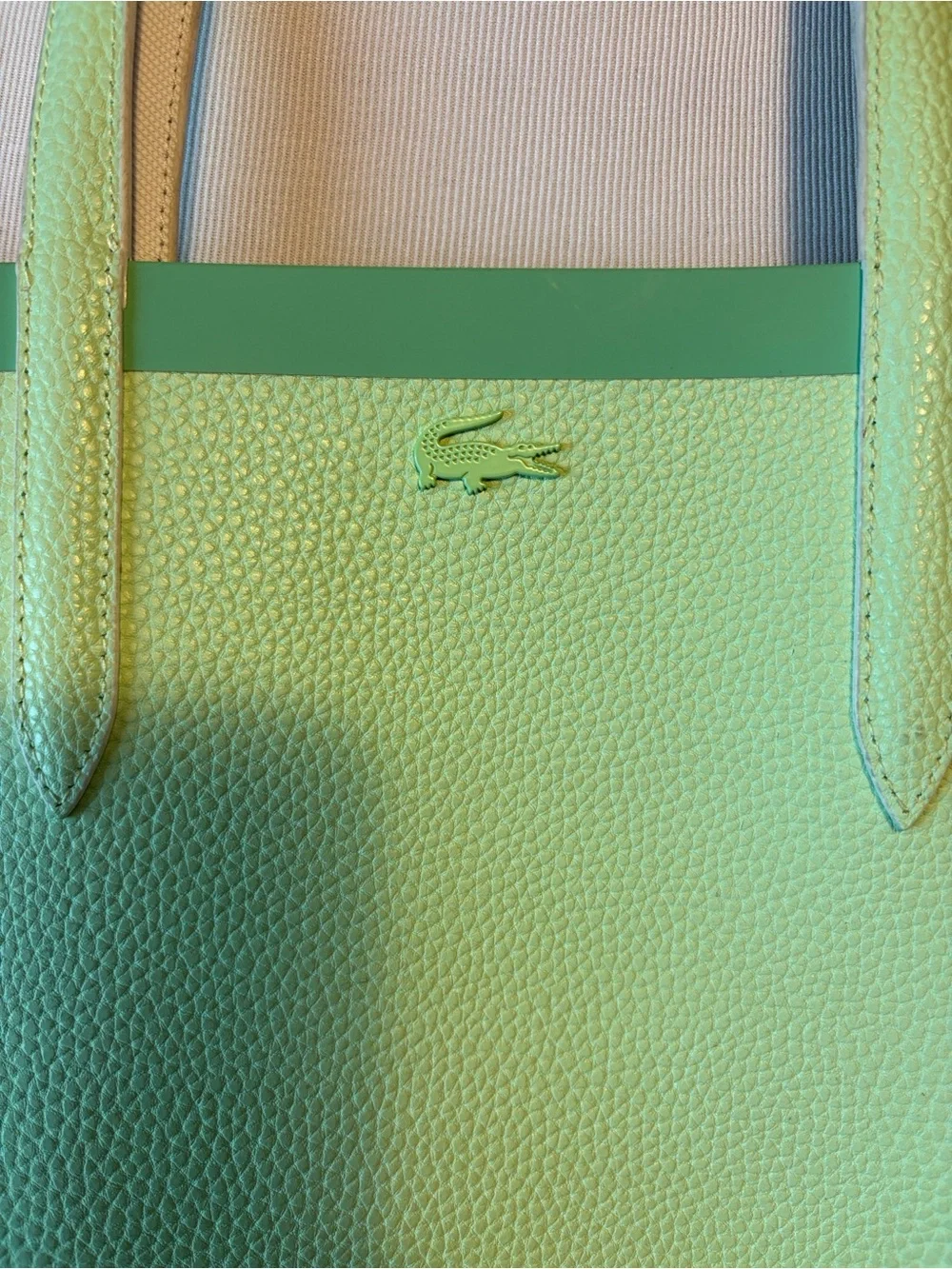 Lacoste White/Green Reversible Anna Tote - Picture 6 of 8